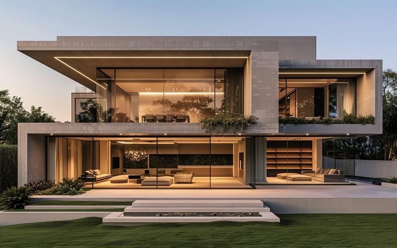 Modern bir villa cephesi — konut inşaatı